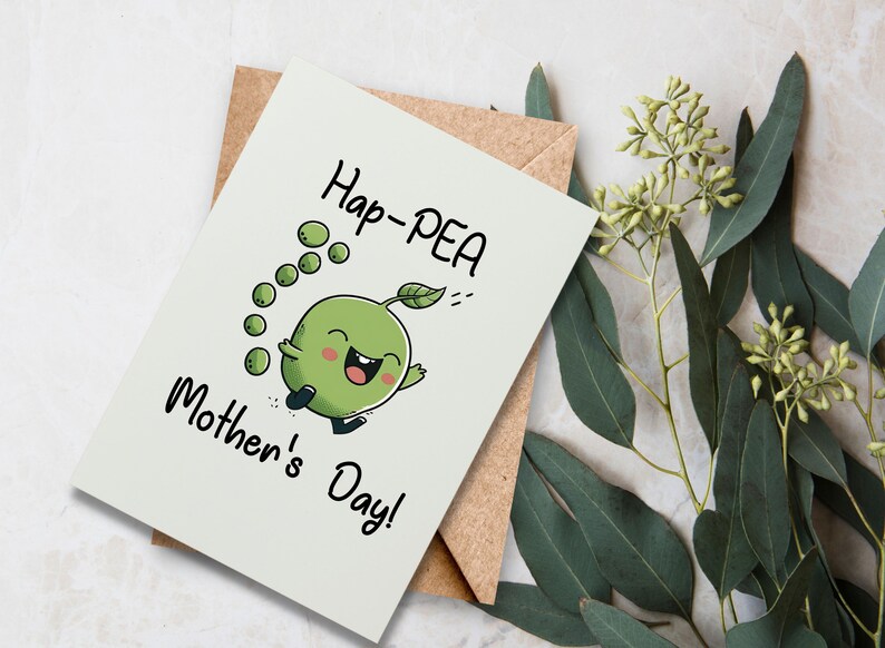 Punny Mother's Day Card, Funny Mother's Day Card Hap-pea Mother's Day ...
