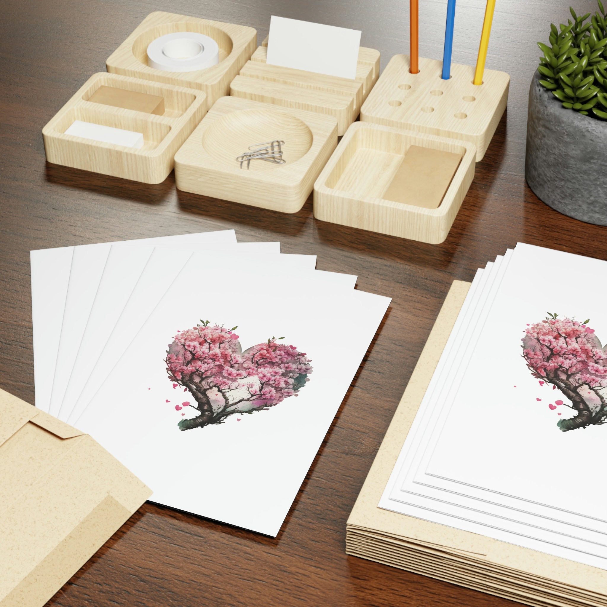 Cherry Blossom Heart Greeting Card, Mother's Day Card, Thinking of You ...