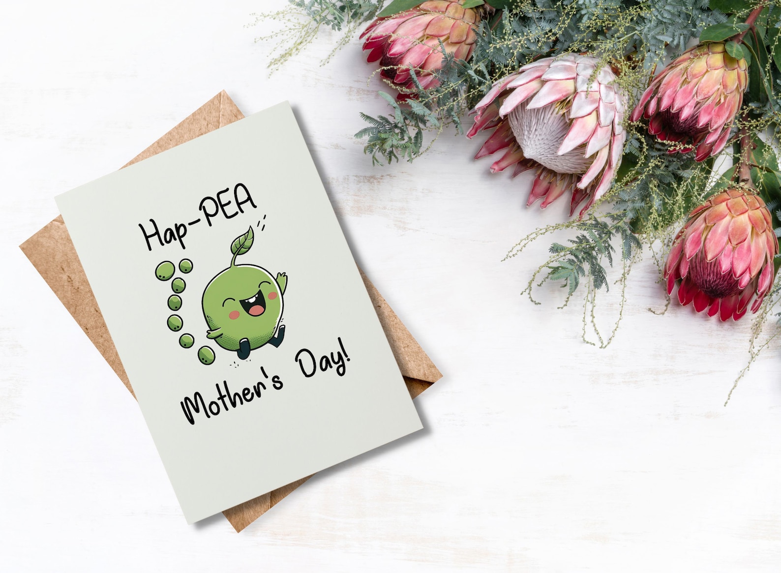 Punny Mother's Day Card, Funny Mother's Day Card Hap-pea Mother's Day ...