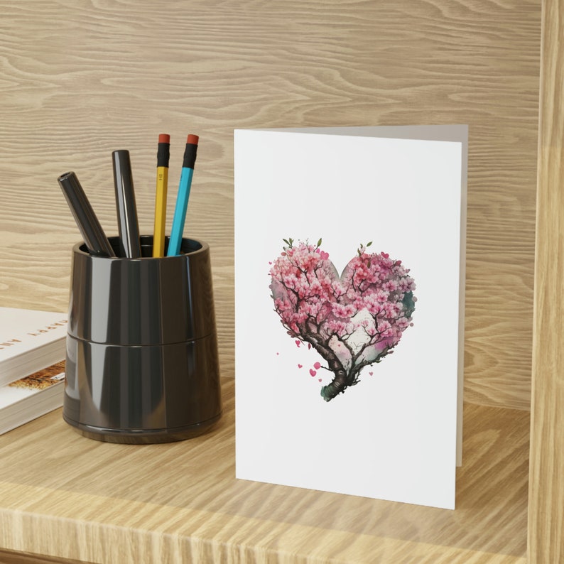Cherry Blossom Heart Greeting Card, Mother's Day Card, Thinking of You ...