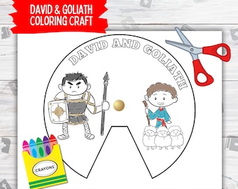 David och Goliat målarhjul, Bibelpyssel för barn, Kristna målarbilder, Söndagsskola, Bibelskola för resor