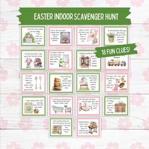 Indoor Easter Scavenger Hunt, Printable Easter Scavenger Hunt for Older Kids, Teens Easter Treasure Hunt Clues, Easter Group Games for Kids