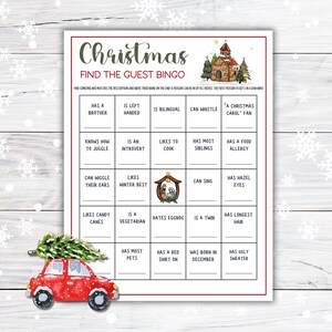 Find the Guest Christmas Bingo, Christmas Party Games for Group Printable, Christmas Mingle Bingo, Holiday Party Games, Icebreaker Games