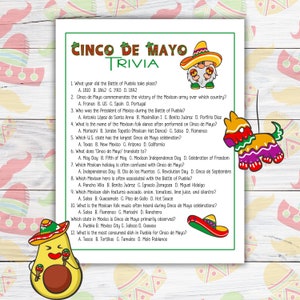 Cinco de Mayo Trivia Game, Cinco de Mayo Trivia Questions, Cinco de Mayo Weekend Party Games, Cinco de Mayo Mexican Fiesta Party Group Games