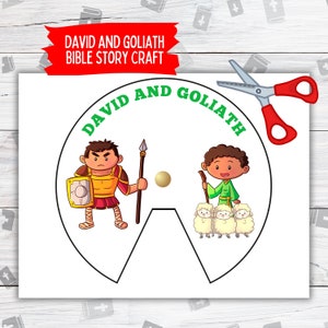 David and Goliath Printable Wheel, Preschool Craft, Kids Bible Toddler Activities, Sunday School Bible Craft, Christian Homeschool Resources