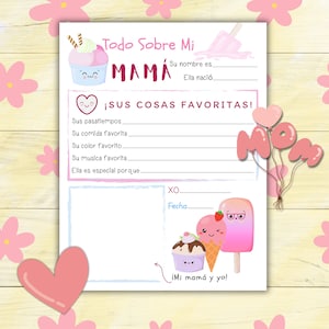 Todo Sobre Mi Mamá, Día De Las Madres Manualidades De Los Niños, Regalo Para Mamá, Spanish Mother&#39;s Day, Mother&#39;s Day Keepsake Gift from Kid