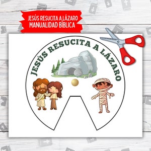 Jesús Resucita a Lázaro, Spanish Jesus Raises Lazarus Printable Wheel, Christian Preschool Miracle of Jesus Kids Sunday School Bible Craft
