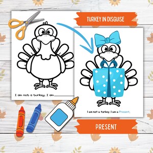 Verkleiden Sie sich ein Truthahn Thanksgiving druckbare Handwerk für Kinder und Kleinkinder, präsentieren Sie die Türkei in Verkleidung, Türkei Papierpuppe druckbare Handwerk für Kind