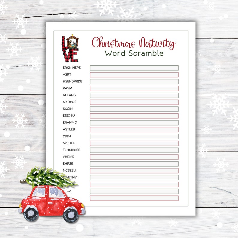 Christmas Nativity Word Scramble Printable Christmas Party - Etsy
