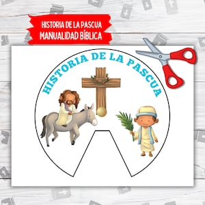 Historia de la Pascua, Rueda de la historia de Pascua en español, Actividades bíblicas imprimibles para niños de Semana Santa, Manualidades bíblicas para la escuela dominical, Pascua para niños