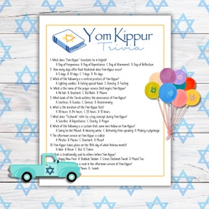 Yom Kippur Trivia, Yom Kippur for Kids and Adults, Yom Kippur Digital Download Printable Game, Yom Kippur Trivia Game, Jewish Holidays Games