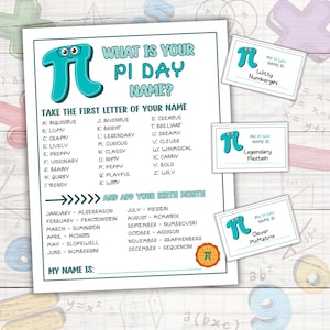 Pi Day Name Game, Pi Day Printable Games, Math Pi Day Activities, Math Day Games for Kids Classroom, Homeschool Math Activity, Pi Day Party