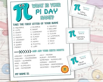 Pi Day Name Game, Pi Day Printable Games, Math Pi Day Activities, Math Day Games for Kids Classroom, Homeschool Math Activity, Pi Day Party