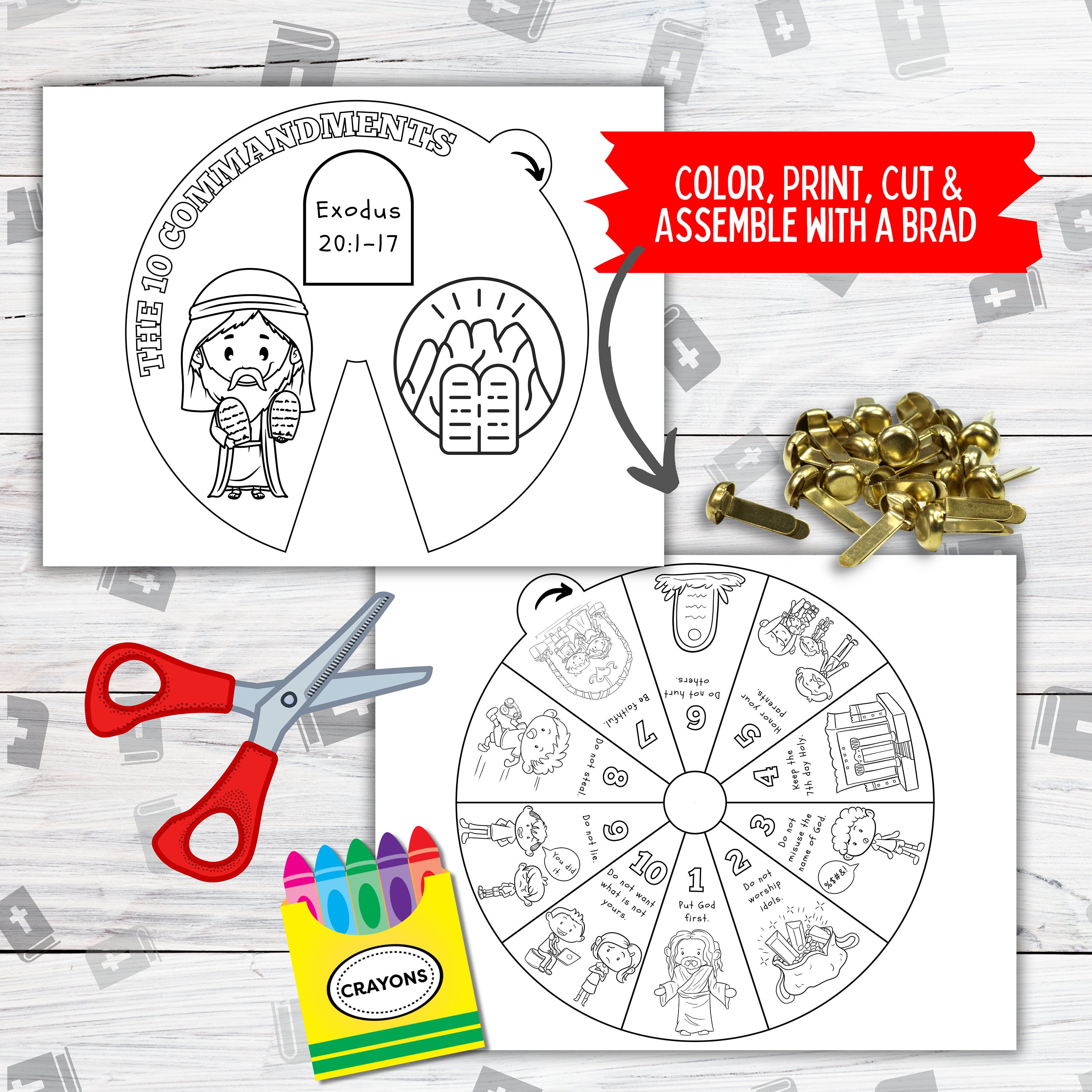 10 Commandments Coloring Wheel, 10 Commandments Printable Coloring Page