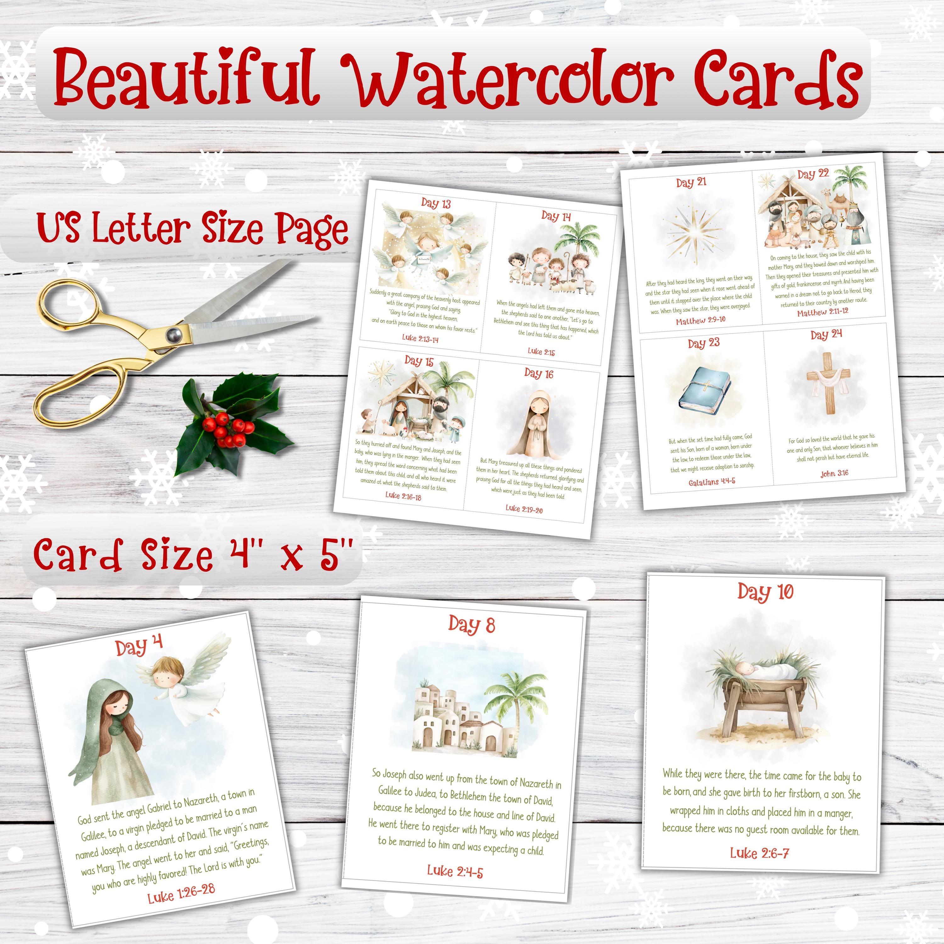 Advent Nativity Story Scripture Cards Printable, Advent Religious ...