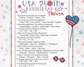 USA 250th Anniversary Trivia Game, Printable America 250th Games for Kids and Adults, Patriotic Trivia Questions, Family Reunion Group Games