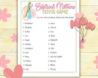 Biblical Mothers Bible Trivia Game Printable, Bible Trivia Icebreaker Group Games, Sunday School Bible Games for Kids, Youth Group Games