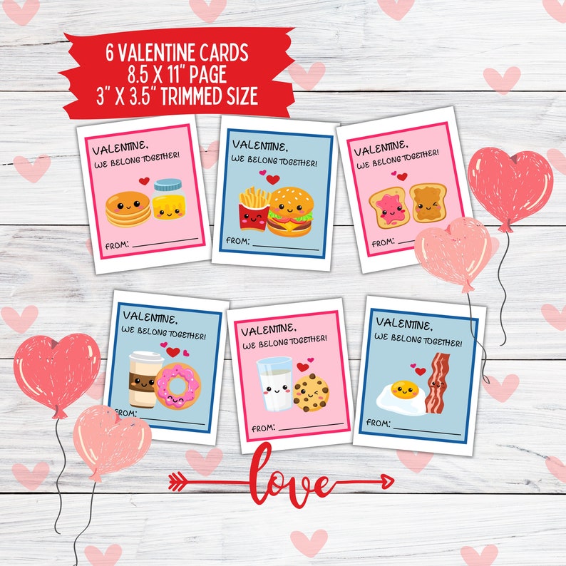 Simple Funny Class Valentine Cards for Kids Printable, Cute Punny Tween ...