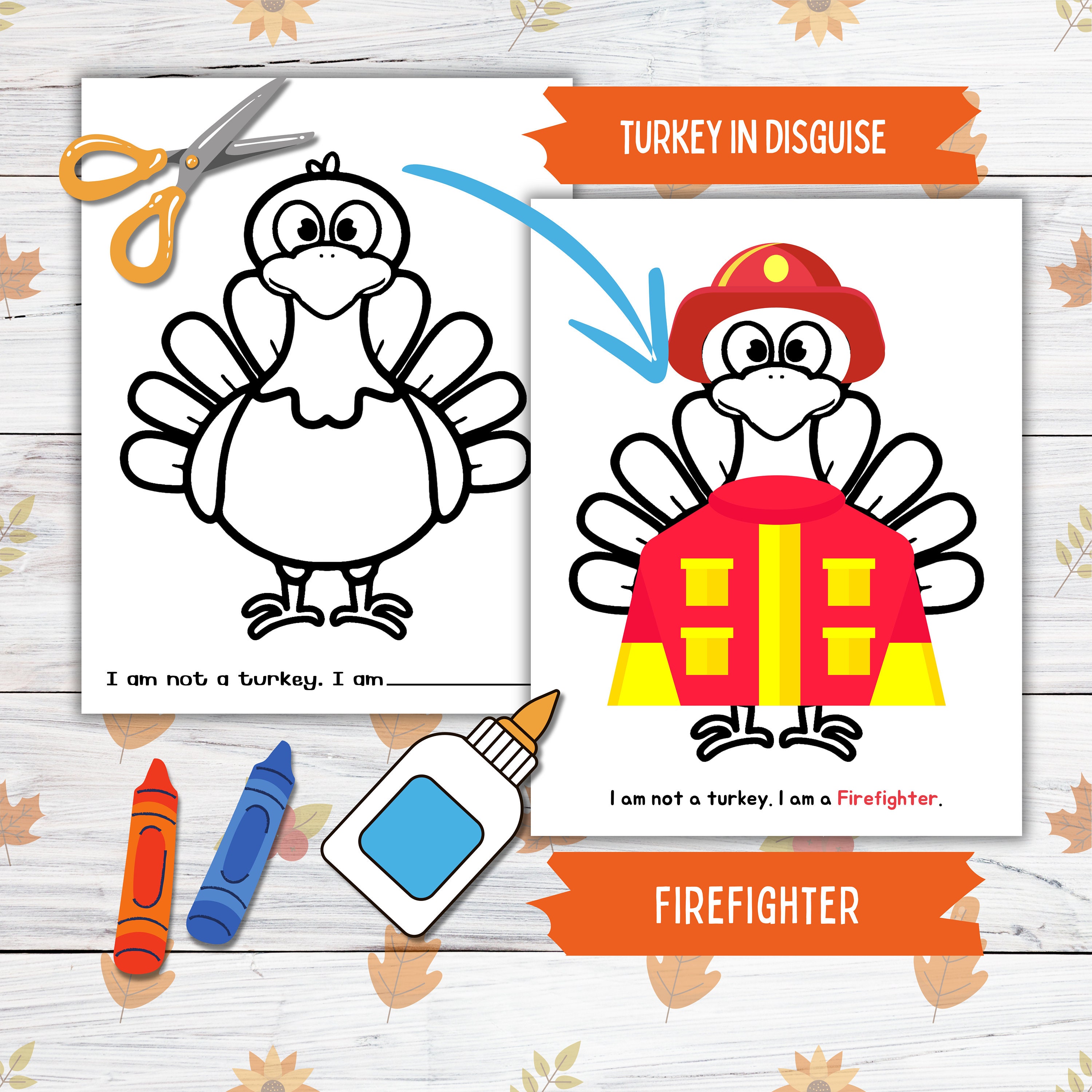 Disguise a Turkey Thanksgiving Printable Craft for Kids and Toddlers
