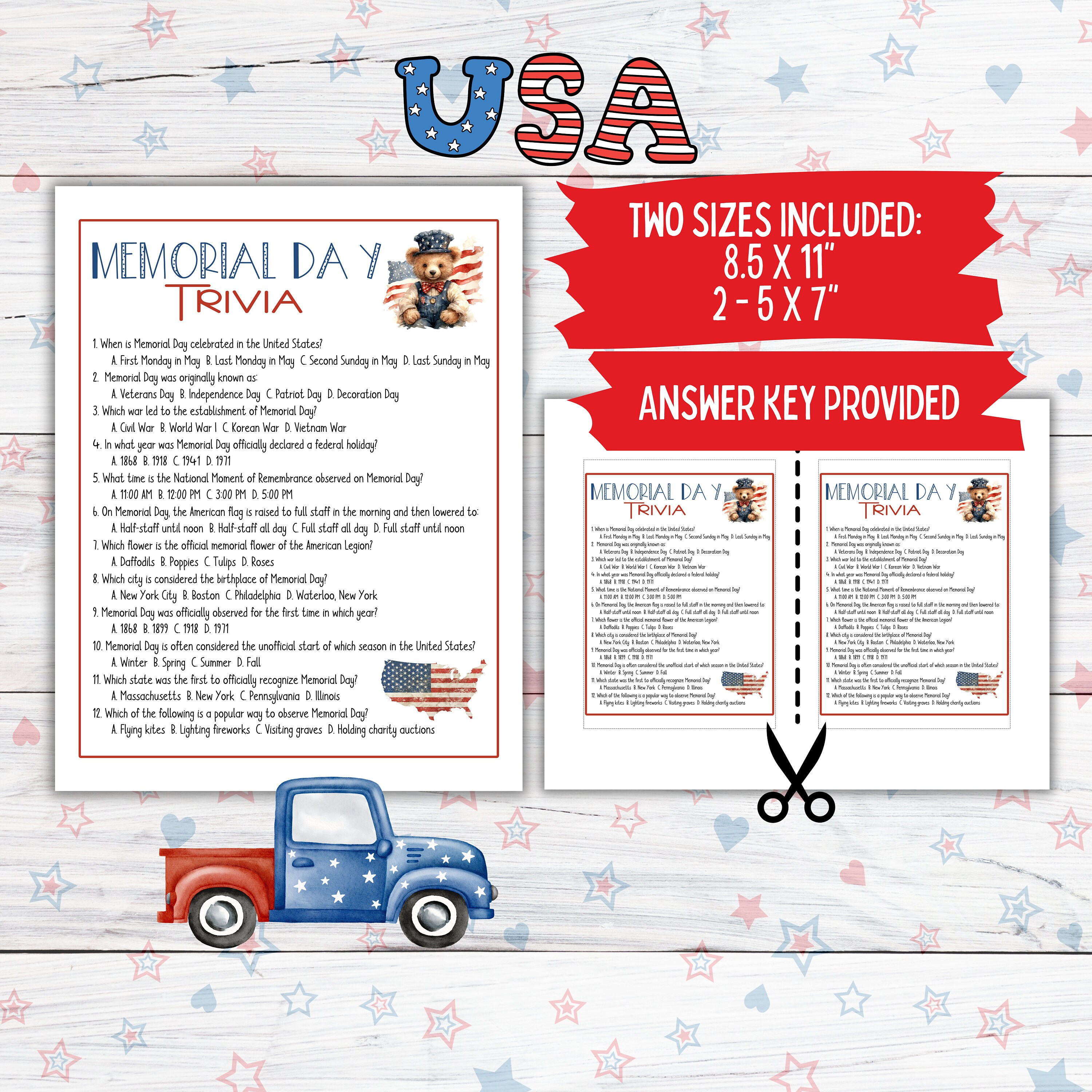 Memorial Day Trivia Game, Memorial Day Trivia Questions, Patriotic ...