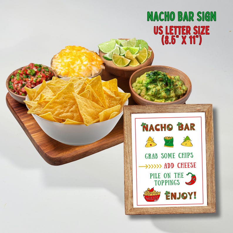 Nacho Card Nacho Bar Sign and Table Cards, Printable Make Your Own Nacho Sign ...