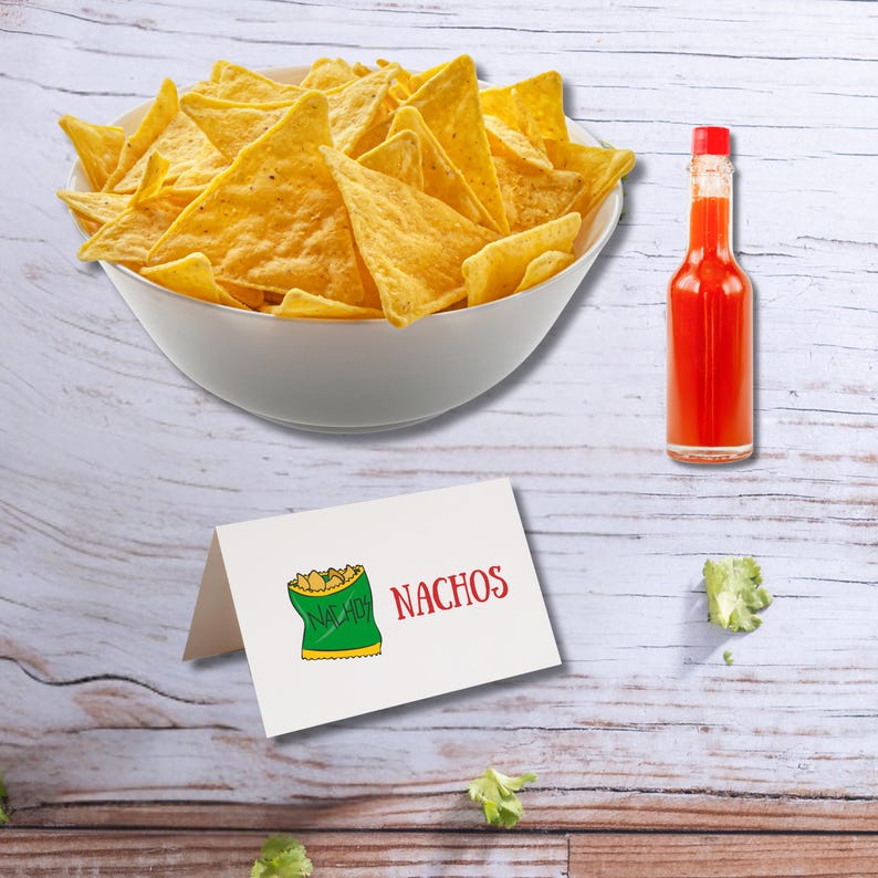 Nacho Card Nacho Bar Sign and Table Cards, Printable Make Your Own Nacho Sign ...