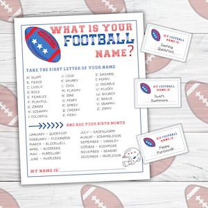 Football Name Game, American Football Name Game, Football Game Day, Football Kids Party Games, Football Birthday Party, Football Baby Shower