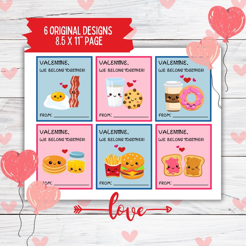 Simple Funny Class Valentine Cards for Kids Printable, Cute Punny Tween ...