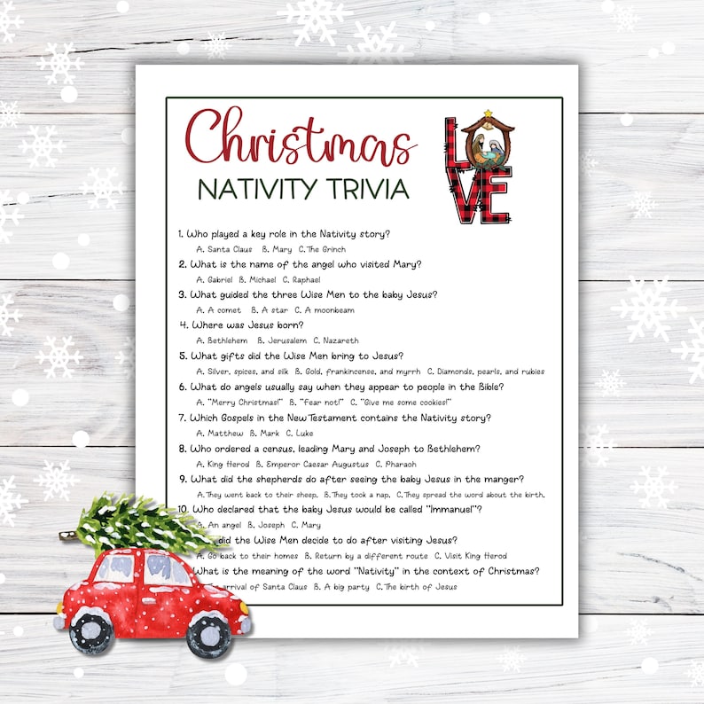 Christian Christmas Trivia Printable Game, Christmas Bible Trivia