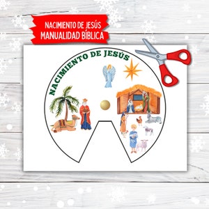 Nacimiento de Jesús, Roda de Histórias da Natividade Espanhola, Artesanato de Natividade da Escola Dominical para Crianças, História Bíblica Imprimível da Natividade de Natal para Download