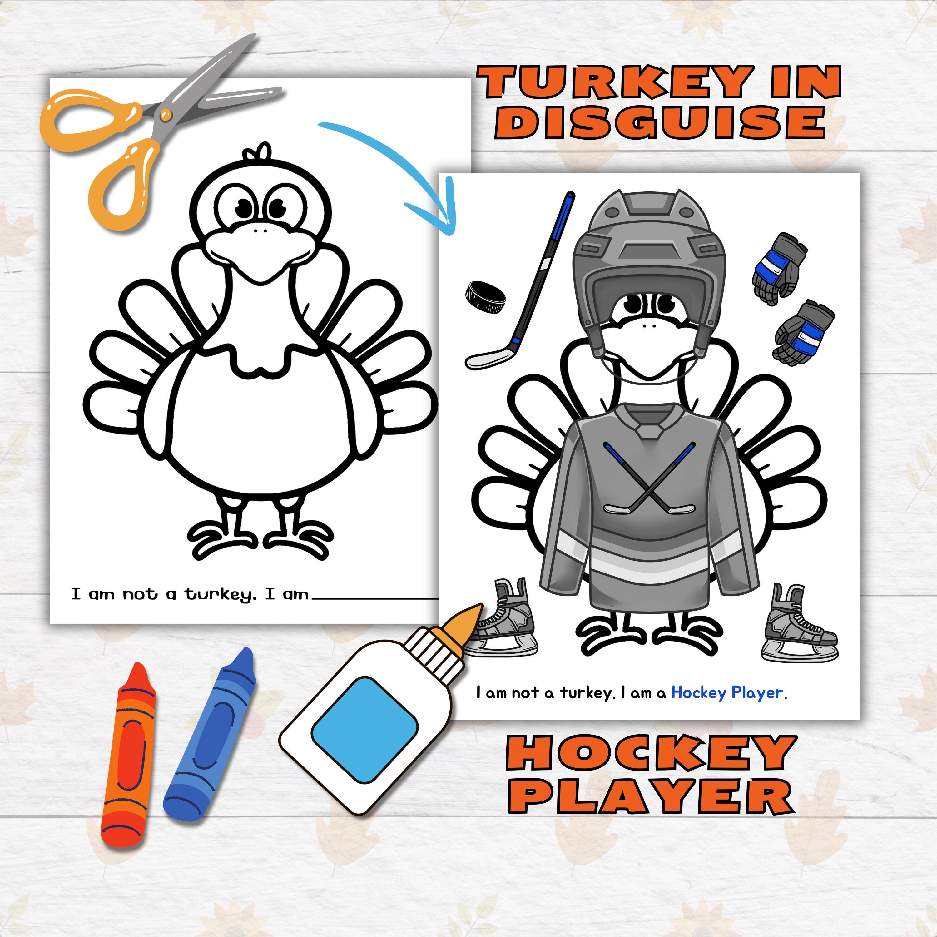 verkleiden sich ein truthahn thanksgiving druckbare fertigkeit für kinder  und kleinkinder, hockeyspieler türkei in verkleidung, türkei papierpuppe  druckbare fertigkeit