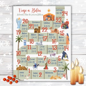 Calendario de Adviento de Natividad, Calendario de Adviento de Natividad para Niños, Calendario de Adviento de Natividad Imprimible Plan de Lectura Bíblica de las Sagradas Escrituras