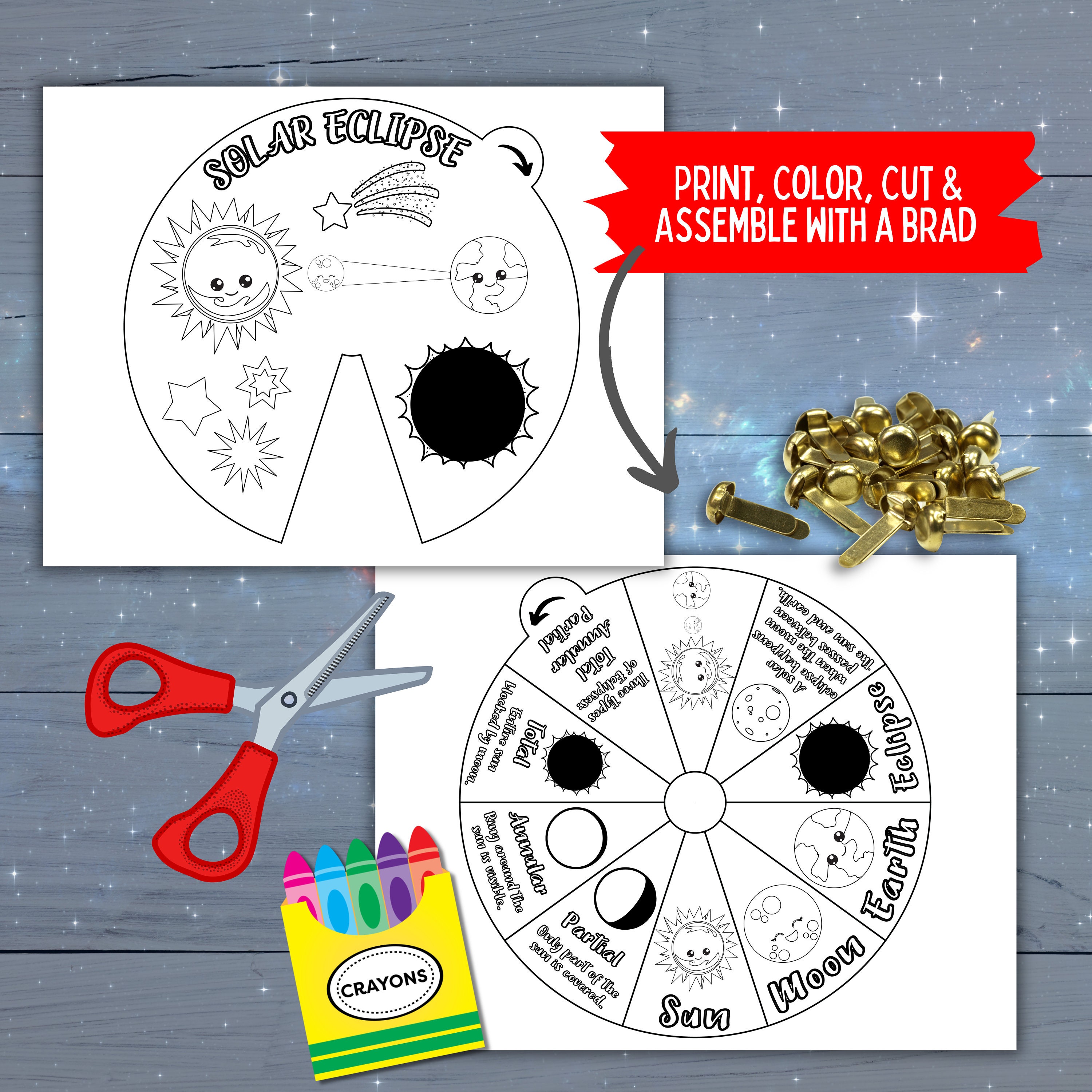 2025 Solar Eclipse Coloring Wheel, Printable September 21, 2025 Solar ...