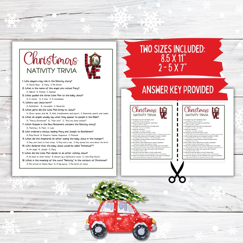 Christian Christmas Trivia Printable Game, Christmas Bible Trivia