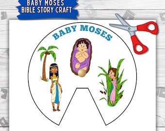 Baby Moses Spinner Wheel, Printable Bible Study Pages for Kids, Sunday School Bible Craft Activities, Baby Moses in the Nile Preschool Craft