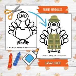 Verkleiden sich ein Truthahn Thanksgiving Printable Crafts für Kinder und Kleinkinder, Safari-Führer die Türkei in Verkleidung, Türkei Papier Puppenkleidung Printable