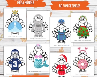 Disguise a Turkey Thanksgiving Printable Craft for Kids and Toddler, Turkey in Disguise Thanksgiving Bundle, Printable Turkey Paper Doll Kit