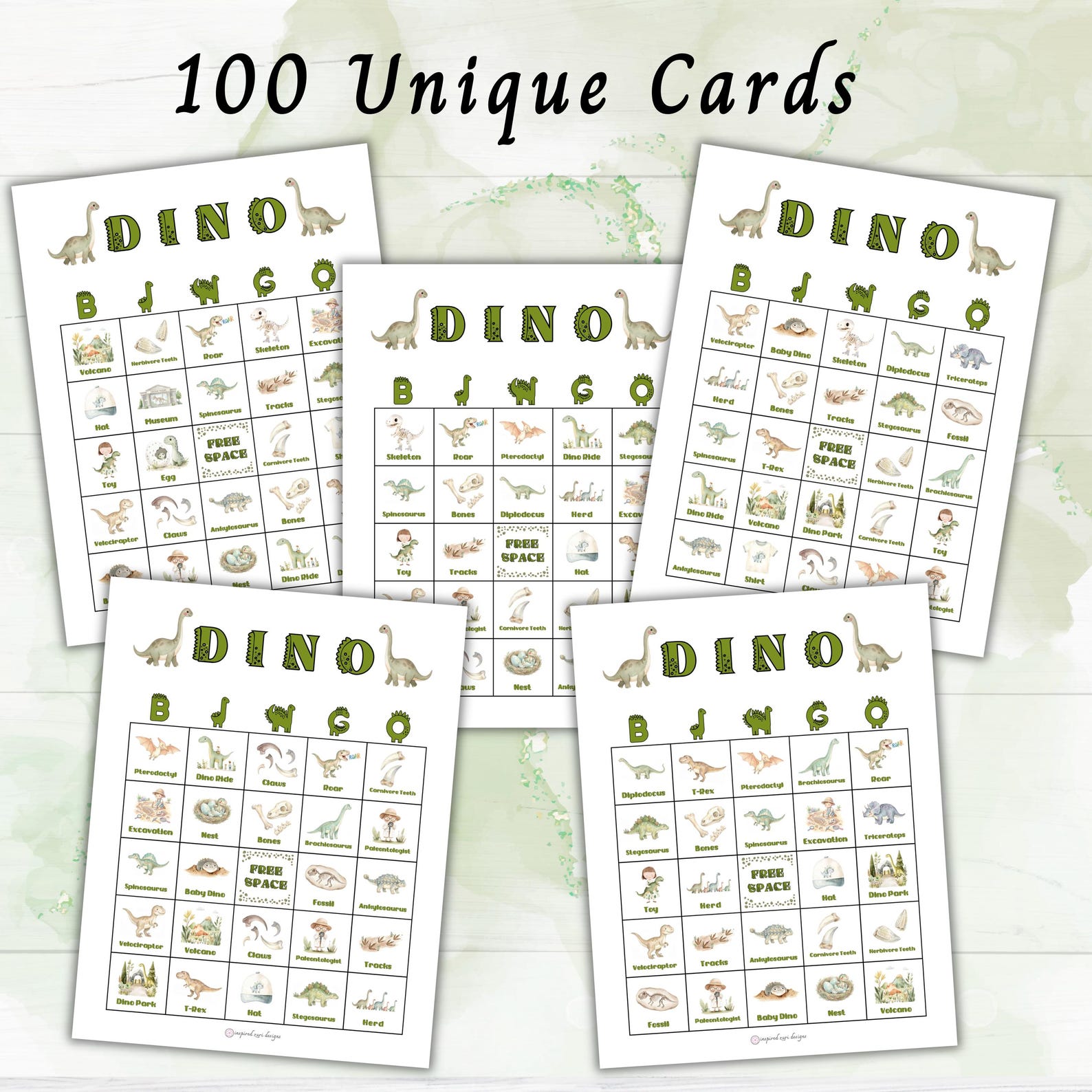 Dinosaur Bingo Game, Printable Dinosaur Birthday Party Game for Kids ...