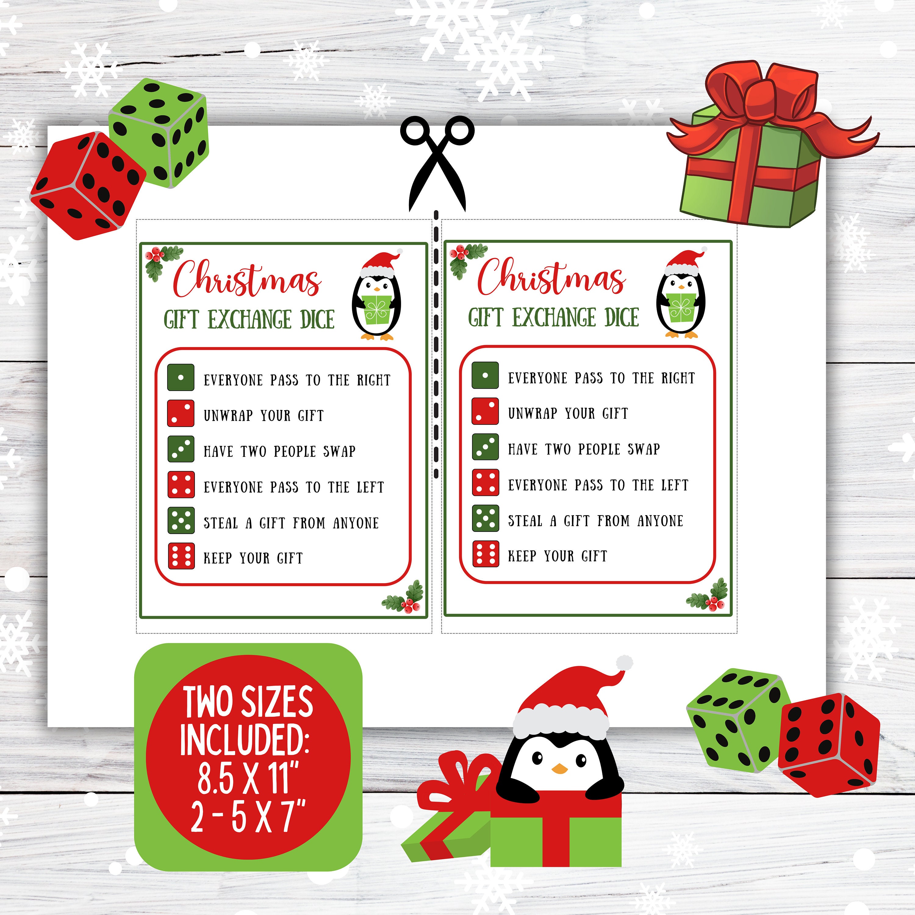 Printable Gift Exchange Dice Game, Christmas Dice Game Printable ...