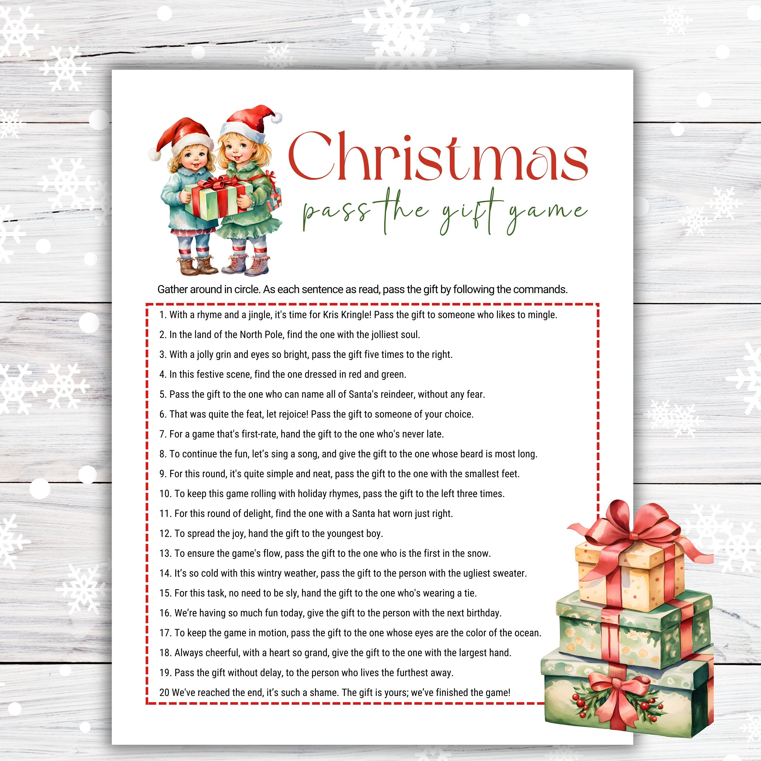 Christmas Pass the Gift Game, Pass the Holiday Gift Game, Christmas