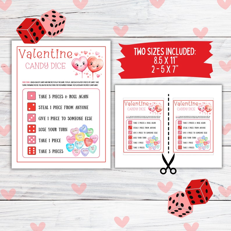 Kawaii Valentine Candy Dice Game, Valentines Day Icebreaker Group Game ...