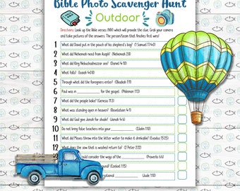 Bible Outdoor Photo Scavenger Hunt, Scripture Scavenger Hunt, Phone Bible Scavenger Hunt for Adults, Teens and Kids, Youth Group Bible Games