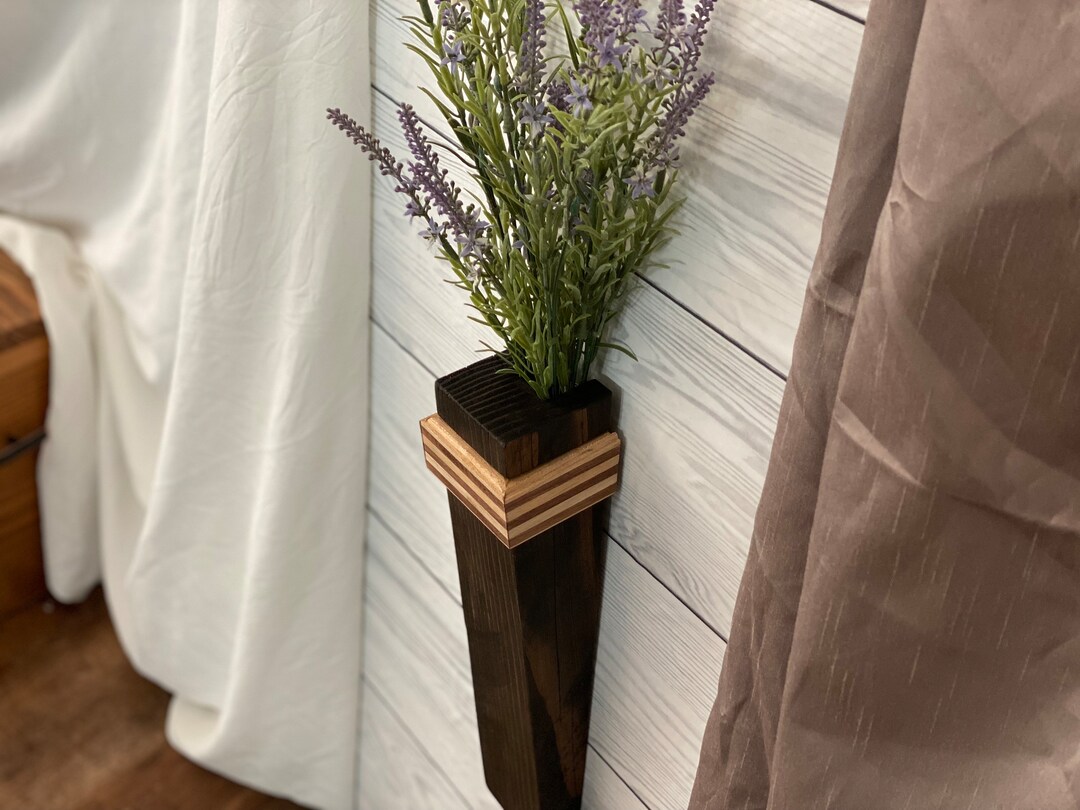 Wood Wall Pocket Vase Wall Flower Holder Flower Vase Wall Etsy