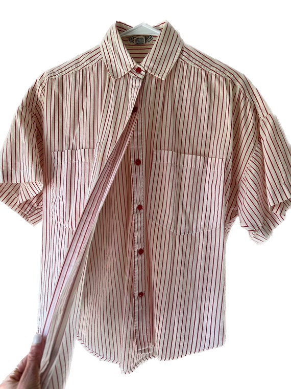 At Last! Vintage Candy Stripe Shirt, Size Small - image 4