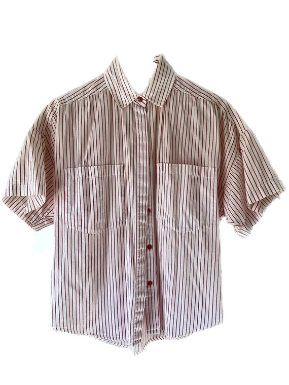 At Last! Vintage Candy Stripe Shirt, Size Small - image 3
