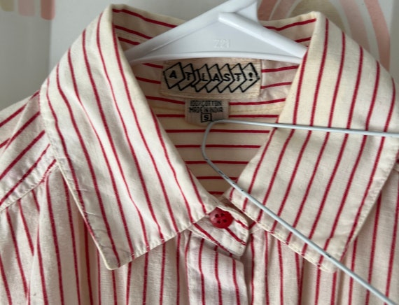 At Last! Vintage Candy Stripe Shirt, Size Small - image 6