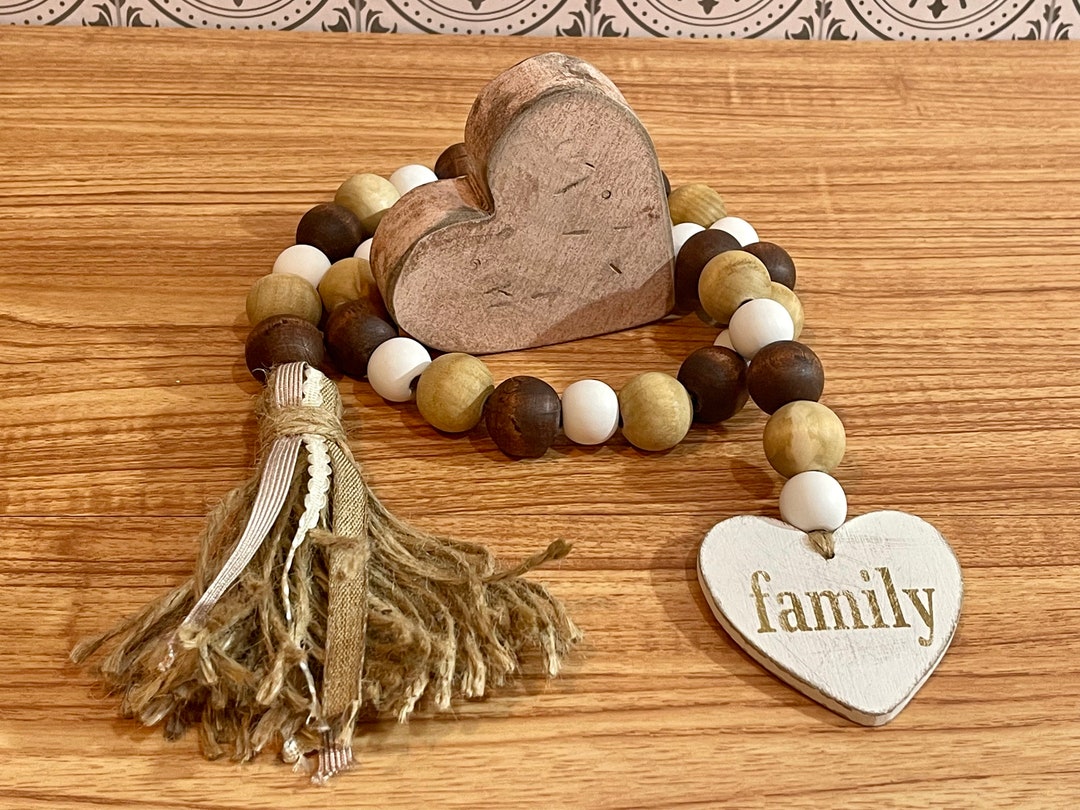 Wood Bead Garland / Large Wood Bead Family Garland / Etsy