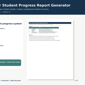 Tutor Student Progress Report Spreadsheet