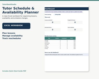 Tutor Schedule Planner Spreadsheet