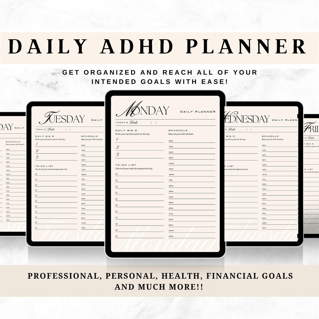 Adhd Daily Planner Printable Organization Template Digital Download ...